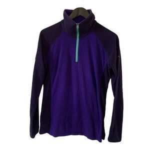 Columbia Purple Color Block Fleece Pullover‎ Zippered Sweater
